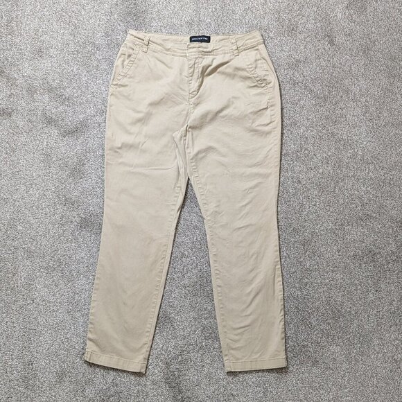 Women's JONES NEW YORK, Casual Khaki, Mid Rise Zip Pants; Size 8 - Picture 1 of 5